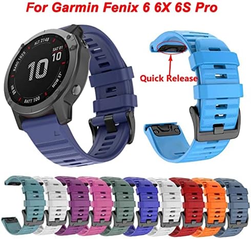 Ахон 26мм Спорт Силиконски часовник Вклучокот за набудување за Garmin Fenix ​​6x 6 6s Pro 5x 5 5s плус 3 ч.