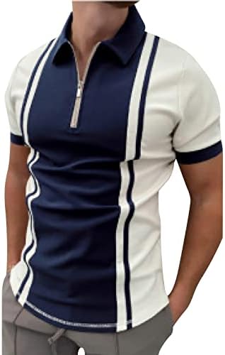 Летни поло маици за мажи со кратки ракави, обични врвови на мета, поштедуваат лабаво вклопување голф спортски тунични кошули