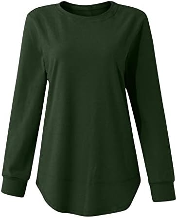 Џемпер за жени пролетна екипаж цврста боја долга ракав џемпер дома облечена кошула цврста боја лабава едноставна врв