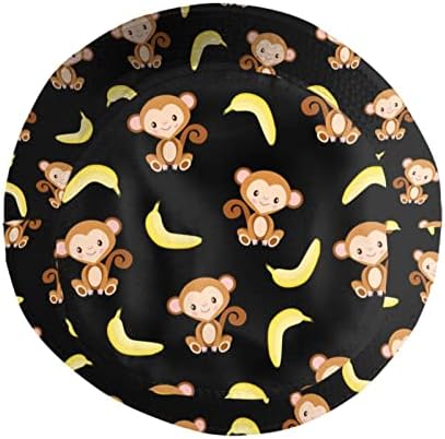Мајмун и банана печати корпа капа трендовски животински шема рибарски капи за жени мажи реверзибилно пакувачко капаче