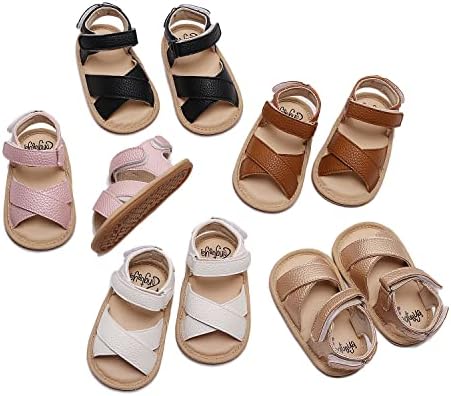 Хонгтеја бебе девојче сандали, летни чевли за бебиња принцеза рамни сандали отворени пети против гума од гума на новороденчиња од новороденче