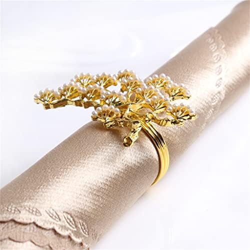 Орев 6 парчиња/лота бисер бор салфетка легура прстен за салфетка западна украс за храна златен бисер прстен прстен