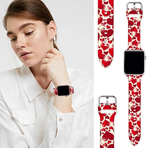 Компатибилен со Велигден Apple Watch 38/40/41/42/44/45мм за жени мажи, мек силиконски среќен велигденски подароци украси замена на лентата за