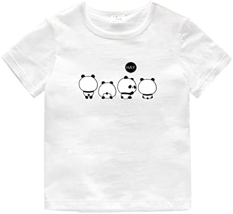 Краток маичка за деца девојки Девојки летни кратки ракави панда цртани филмови за отпечатоци од маици врвови за надворешна облека симпатична без