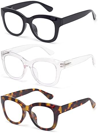 Autojouls Преголеми очила за читање за жени, очила за блокирање на сина светлина, очила за пролетни шарки