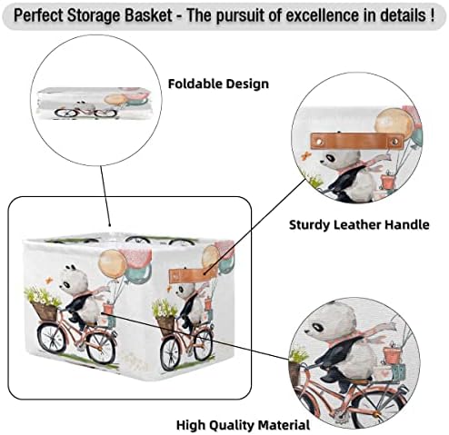 2pack Мала панда на велосипед големи отпадоци за складирање на канти за складирање, дизајн на цртани балони Декоративни платно ткаенини