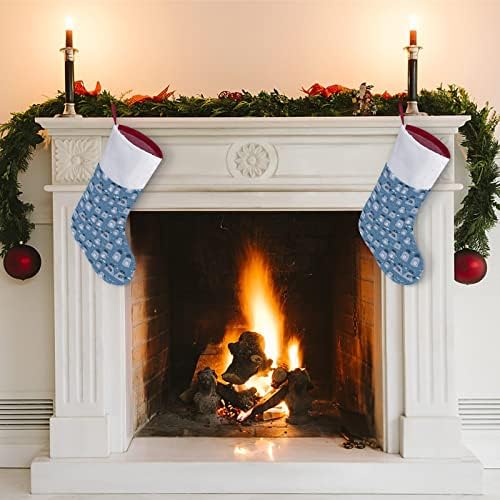 Цртани филмови Божиќно порибување Божиќно дрво камин виси чорапи со кратка кадифен манжетна за украсување за домашна забава