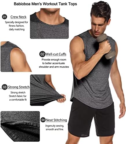 Бабиобоа машки 3 или 2 пакувања резервоарот за тренингот врвови за решетки без ракави кошули суво вклопување фитнес мускулна маица маица