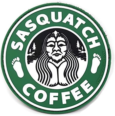 Паткал за морал на кафе Sasquatch | ПВЦ гума тактичка лепенка | Смешна лепенка за кука и јамка