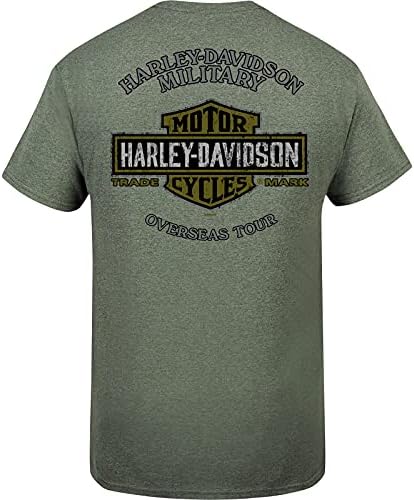 Воена Харли -Дејвидсон - Машка воена зелена графичка маица - Турнеја на должност Пацифик