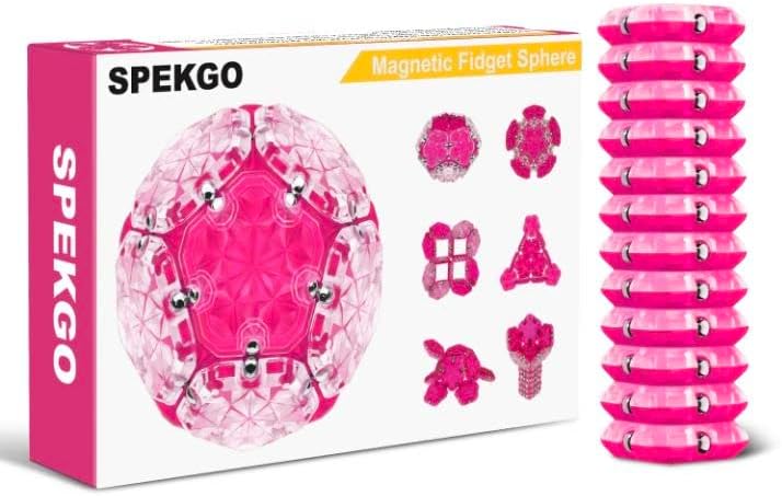 Spekgo магнетна фидгетска сфера магнет сфера фидгетски играчки 12 парчиња магнетни пентагони градежни блокови магнетски стрес за