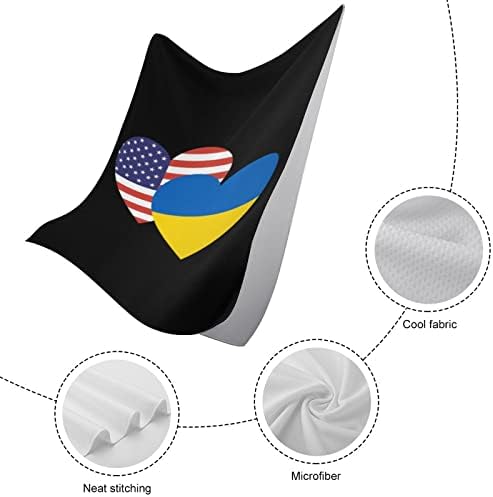 Украинско американско знаме за срце Брзи суви крпи за миење садови високо апсорбирани крпи на лицето за лице за рачни крпи за бања бања хотел
