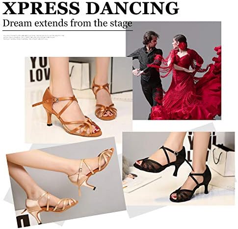 SWDZM женски латински танцувачки чевли Rhinestone Salsa Chacha Ballroom Presuction Practice Dancing Shoes, Model D6
