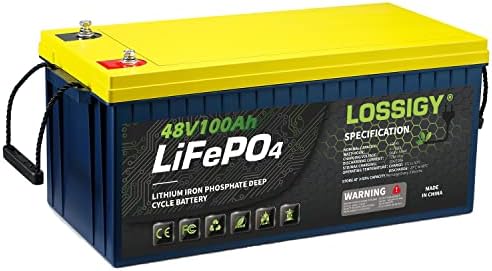 Loothigy 48V 100AH ​​LifePo4 литиум батерија, напојување со напојување од 5120WR Вграден 100A BMS, совршен за количка за голф,