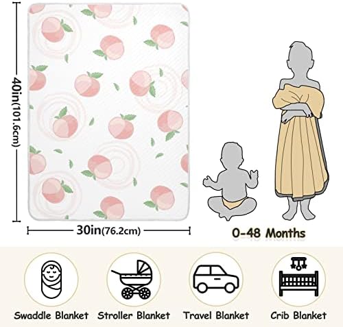 Swaddle Clain Pink Pink Peaches Памучно ќебе за доенчиња, примање ќебе, лесен меко залепено ќебе за креветчето, шетач, расадници за ќебиња,