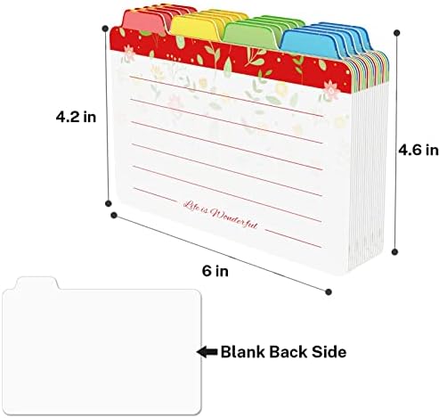 Индексни картички на Inendo 4x6 инчи со цветни шема, Водич за картички за празно индекс, 1/4 картички за белешки за белешки, упатства за датотеки