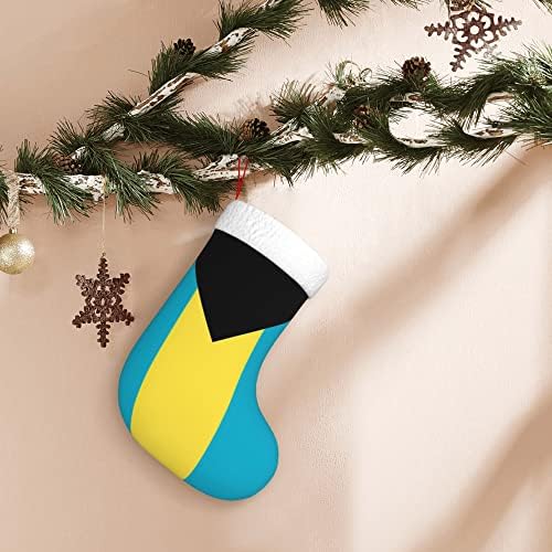 QG ZZX Божиќни чорапи со бела супер мека каплива манжетна манжетна Бахама знаме Божиќни чорапи Божиќни украси порибување