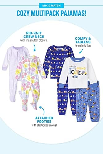 Детско место унисекс бебе и дете, се вклопуваат памук мешани 2 парчиња пижами поставуваат 2 пакувања