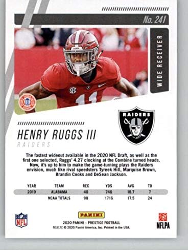 2020 Panini Prestige 241 Henry Henry Ruggs III RC RC Dookie Las Vegas Raiders Football Trading Card