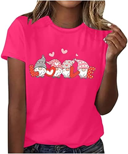 Hotешка розова есенска летна најдобра дама 2023 облека трендовски краток ракав екипаж памук графички салон Топ маица за жени 90 90 м