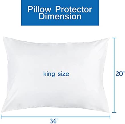Големина на кралот водоотпорен заштитник на перници, 2 пакувања со капаци за перници со патент, 20 x 36 мека и дишење перница за бело
