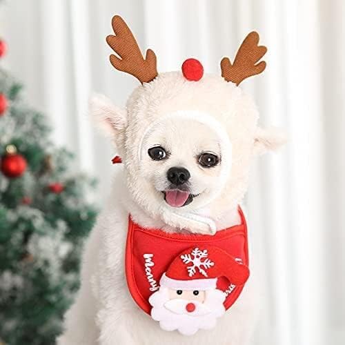 Пулабо Божиќна плунка миленичиња Биб, декоративен сет на костуми за миленичиња, Божиќна облека, за кучиња и мачки погодни
