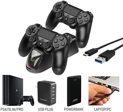PS4 Контролер Станица За Полнење, Orzly Близнак Контролер Полнење Приклучок ЗА 2x Sony Playstation 4 Контролери USB Полнач Кабел За Напојување