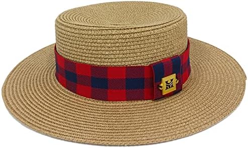 Heyann Boater Hat Sun Chats For Women Men Bide Bream Strap ， Преклопна пакувачка капа на плажа за лето, една големина: 22.04 -22.83