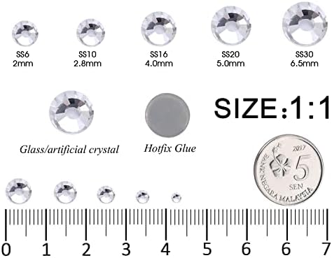 12376pcs Clear Hotfix Rhinestones Кристално стакло за облека кошули со рамен круг со пинцети и берење пенкало