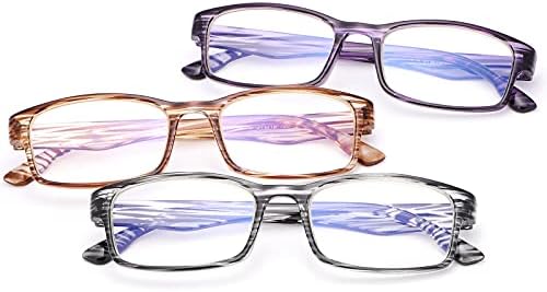 3 пакувања со блокирање на сина светлина за читање очила за мажи и жени УВ заштита против сјај, читатели на очила за очила за очила