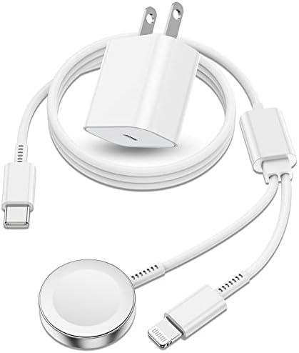 UZEUZA USB C Apple Види Полнач Кабел, [Mfi Сертифициран] 2 Во 1 Магнетни iWatch Брзо Полнење Кабел Со Тип Ѕид Приклучок Блок Адаптер