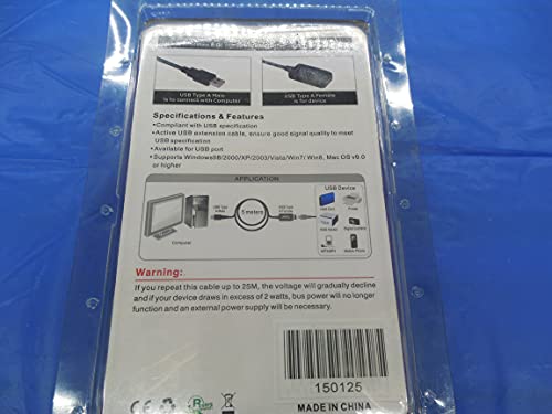 Нов Фабрички Пакет 16 ' USB 2.0 Активен Продолжен Кабел Машки До Женски ТИП А 5М