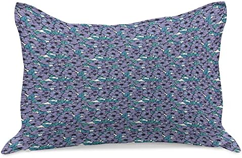 Зачудувачки цветен плетен ватенка перница, цртана романтична цветна шема, повторување, стандардна покривка за перница со големина