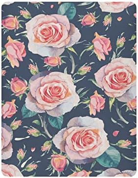 Алаза розова роза цвет цвет цветна розово -креветчиња за креветчиња опремени листови за басинет за момчиња бебе девојчиња дете,