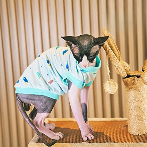 Спинкс мачка летна облека за мачки само симпатични памучни памучни маици меки елек за дишење на пуловер со кошули без ракави за Сфинкс