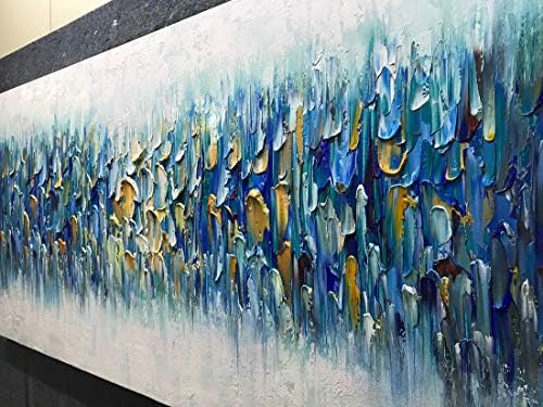 АМЕИ уметнички слики, 24x48inch 3D рака насликана на платно, сина рапсодија апстрактни слики од морско дело, едноставна модерна домашна