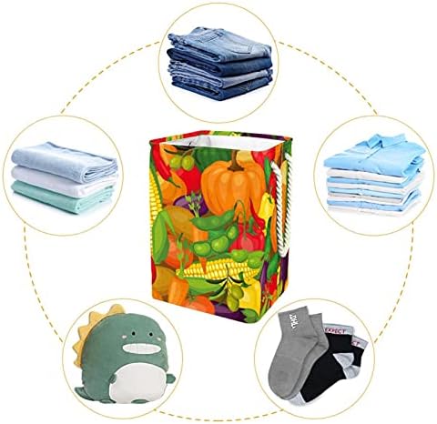 Шарен зеленчук Голем алишта за перење со лесна рачка за носење, водоотпорна корпа за перење алишта за отпадоци за складирање Детска соба дома