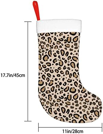 Божиќни чорапи за леопард печати природен лов со двострана камин што виси чорапи