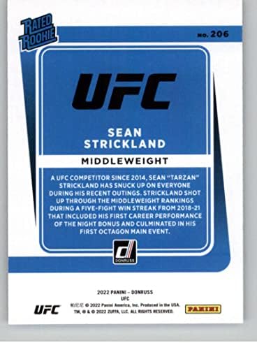 2022 Donruss UFC 206 Sean Strickland RC RC Dookie Card Sp Short Print Witherweight Bordents Rociations Seclafies MMA Trading Card