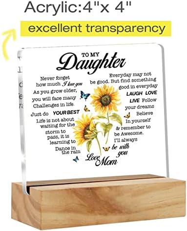Daughterерка подарок ќерка подароци од мама, ќерка Те сакам биро за декорирање цветни акрилични биро плакета со знак за домашна канцеларија