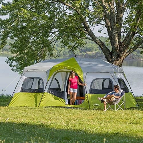 Core 12 лице Instant Cabin Thand | 3 простории Огромен шатор за семејство со џебови за складирање за додатоци за кампување | Преносен голем