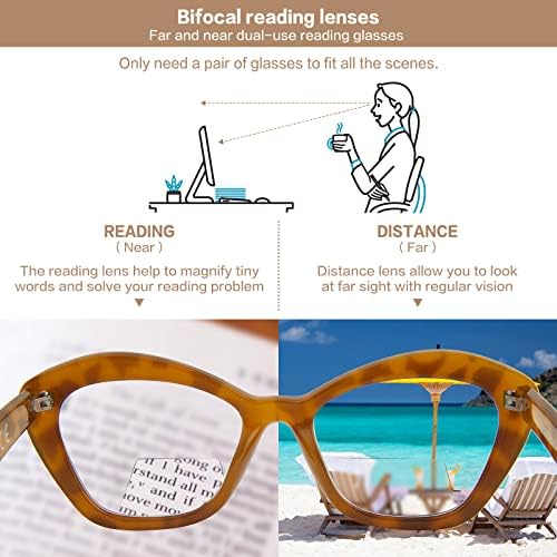 Lkeye Бифокално читање очила за жени дизајнер мачка око преголема рамка+мултифокални очила за читање жени прогресивно мултифокус