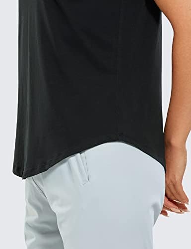 Crz јога женски пима памук кошули со краток ракав со маици со вратот, обични тренинзи за вежбање теретана облека