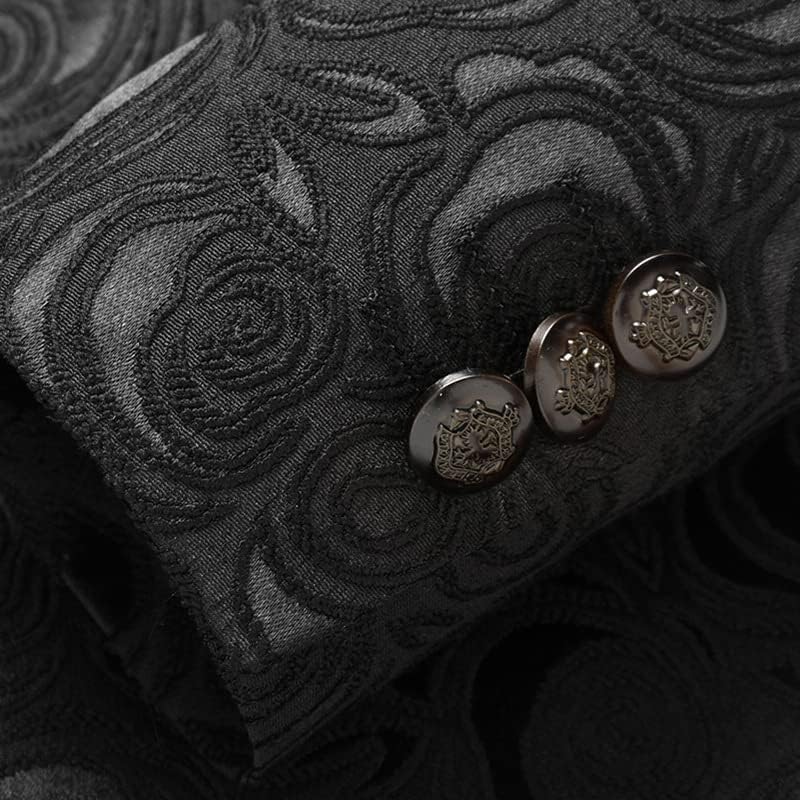 Менс црна џакард роза блејзер тенок фит костум јакна