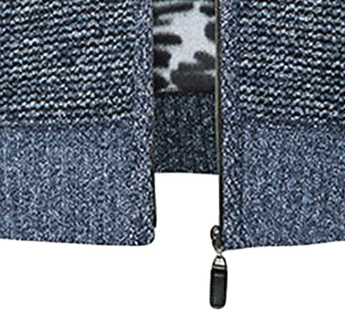 Мајифу-Гј Мажи Полн Патент Обичен Плетен Кардиган Тенок Блок Во Боја Џемпери Обложени Со Руно Стојат Јака Зимски Топол Густ Џемпер