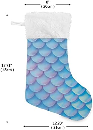 Божиќни чорапи сон сина сирена риба шема шема бела плишана манжетна Мерцеризирана кадифена семејна празник персонализиран голем декорација на Божиќна