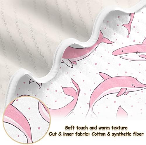 Swaddle Clabte розови китови памучни ќебе за новороденчиња, примање ќебе, лесен меко висино ќебе за креветчето, шетач, расадници за ќебиња,