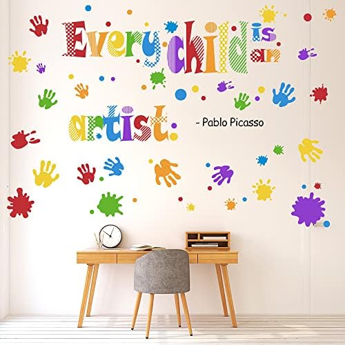 Секое Дете Е Уметник Ѕидни Налепници Налепници Разнобојна Боја Ѕидни Налепници Прскање Дамки Точки И Отпечатоци Од Раце Инспиративни