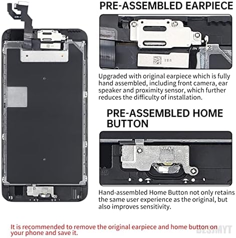 за Iphone 6S Плус Замена На Екранот Со Копче За Дома 5.5 Црна, 3d Допир Лцд Дисплеј Дигитализатор Поправи Алатки Целосно Склопување Со Сензор