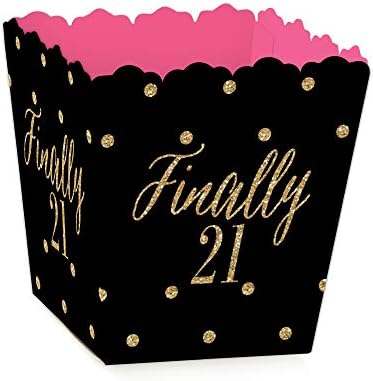 Голема Точка На Среќа Конечно 21 Девојка-21 роденден - Забава Мини Корист Кутии - Роденден Третираат Бонбони Кутии-Сет на 12